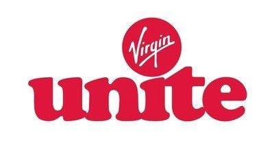 virgin unite logo on a white background.