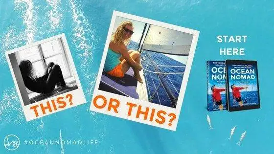a picture of a woman on a boat with the words start here or this ocean no way life.
