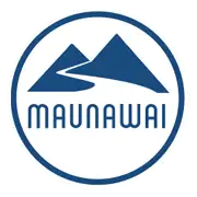 Maunawi logo featuring a travel water filter on a black background.