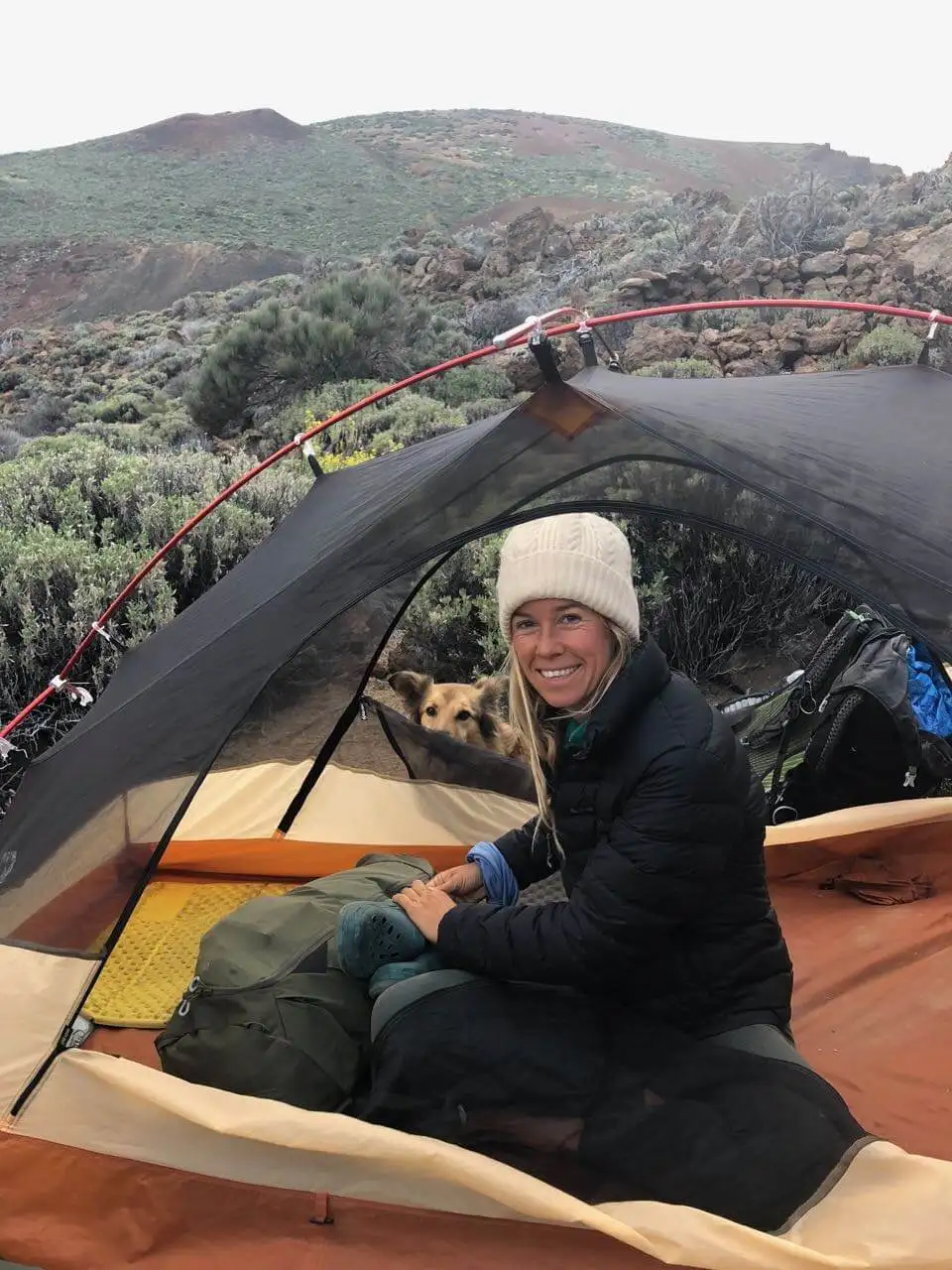 Morning in the tent on the GR131 Tenerife.