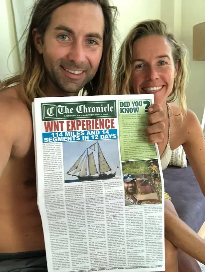 Suzanne and Jonatan featured in the Dominica national newspaper for hiking the full Waitukubuli National Trail.