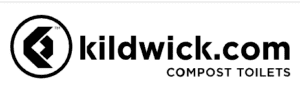 Logo of kildwick.com featuring an emblem with a stylized leaf and the text "compost toilets" underneath.